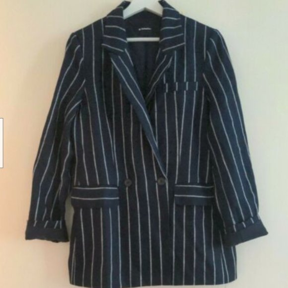 Reformation Verano Linen Striped Blazer L NWT